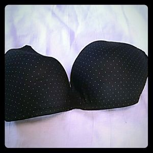 Black, white polka dot bra