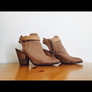 Dolce Vita Perforated Open Back Tan Booties