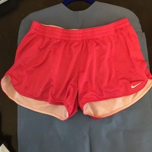 NIKE mesh shorts, sz large, hot pink w/white under