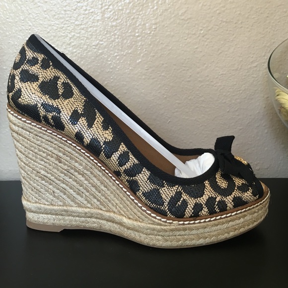 BNWB- Tory Burch Jackie Espadrille Leopard wedges - Picture 2 of 4