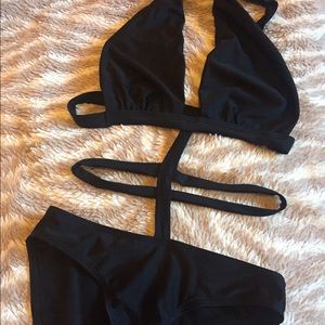 Sexy strappy one piece swimming suit