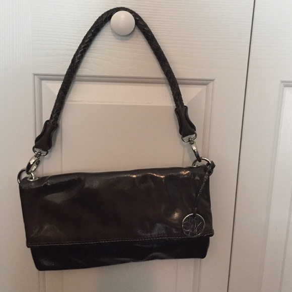 NWT Brown ombré fold over shoulder bag w braided