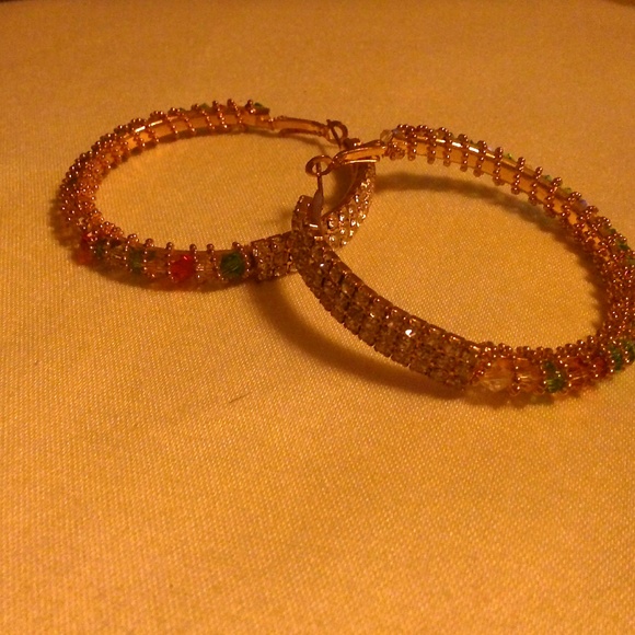 Multi color stone and crystal earrings