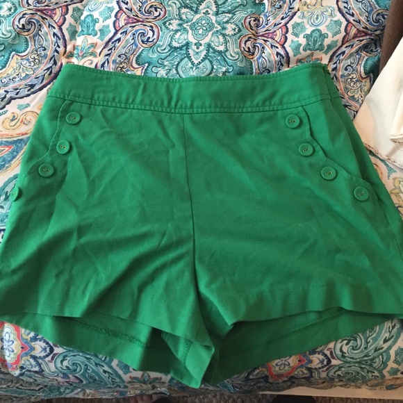 High rise green shorts