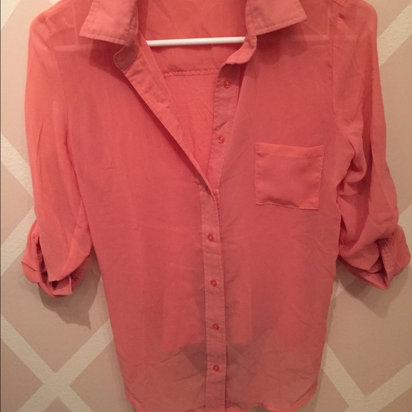 American rag button down sheer blouse