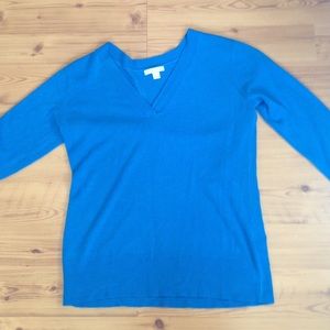 Blue V-neck sweater