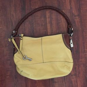 SOLD NWT Fossil bag buttery leather brown braided