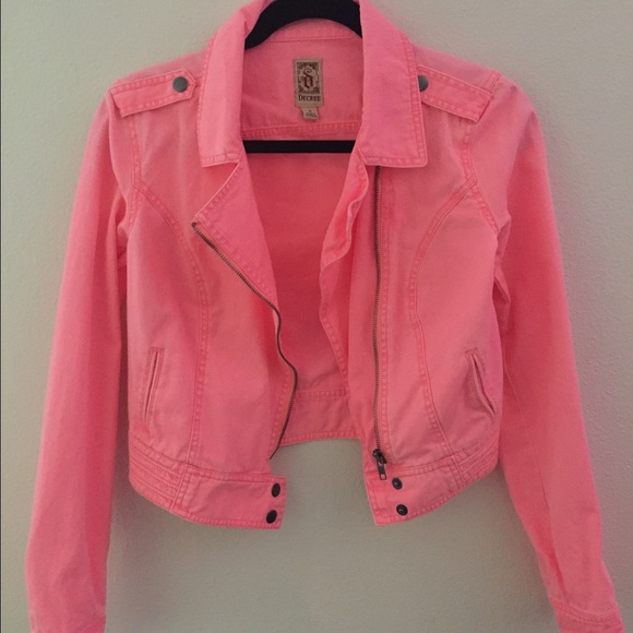 Decree Neon Pink Denim Blazer