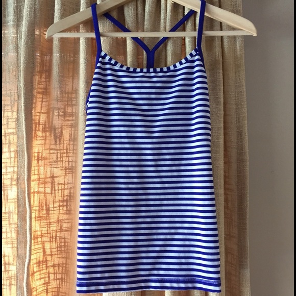 Lululemon Power Y Tank- blue and white stripe