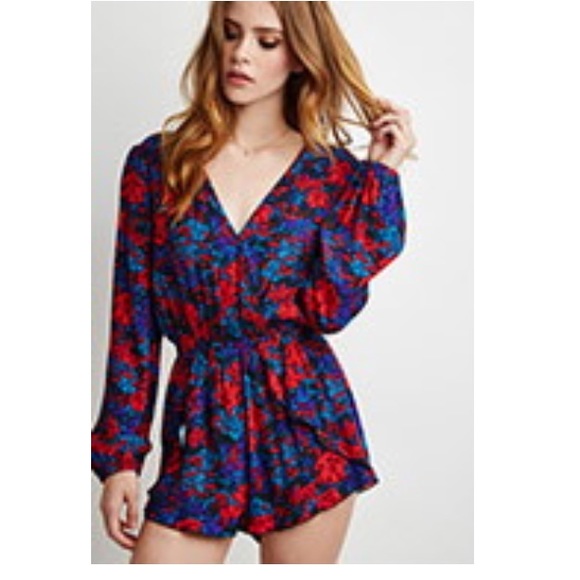 NEW Floral Print Romper with Long Sleeves