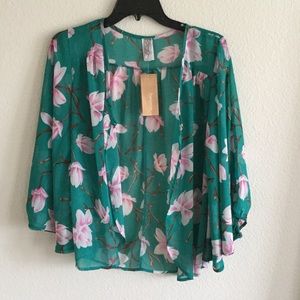 NWT Francesca's Floral Sheer Blouse