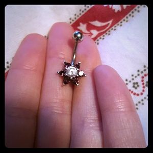 Adorable purple flower belly button ring