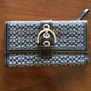 Black Small C Wallet with Silver Buckle