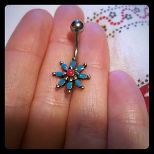 NEW Boho flower belly button ring