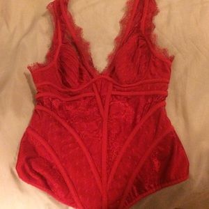 Bebe Red lace bodysuit