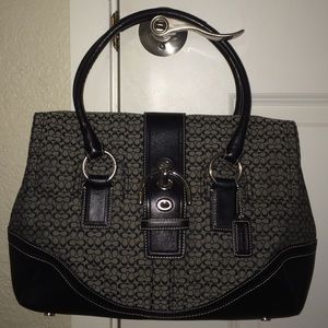 Black Small C Coach Purse w/ Silver Buckle Detail