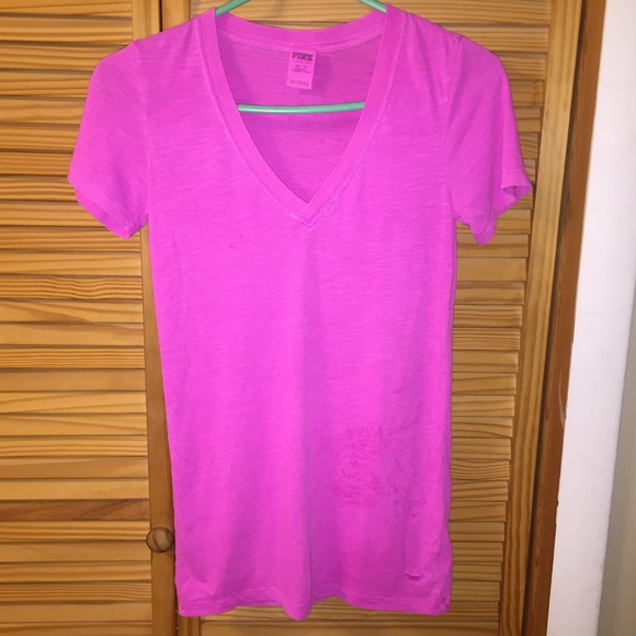 XS PINK V Neck T