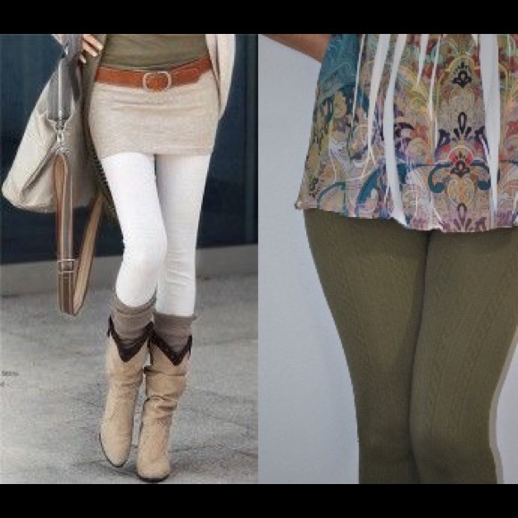 Cable Knit Leggings/Footless Tights - Picture 2 of 4