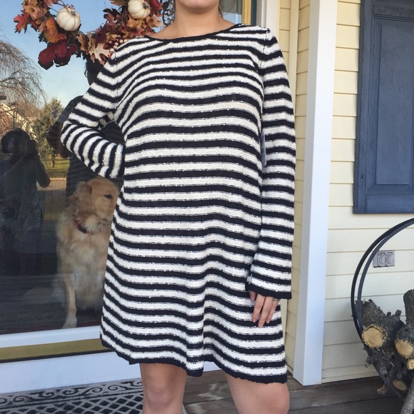 NWT Free People black and ivory sweater dress - Picture 1 of 4