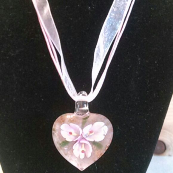 Glass Heart With Flower Inside