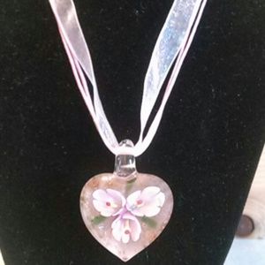 Glass Heart With Flower Inside