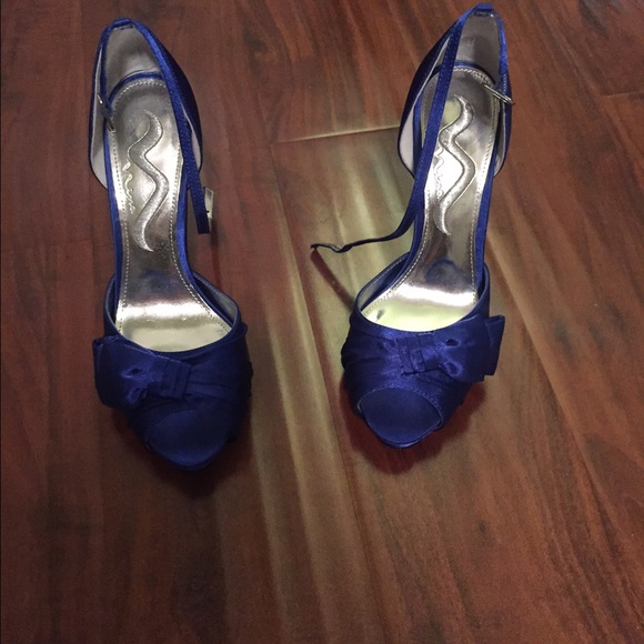 Satin royal blue heels