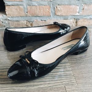Black patent Prada flats