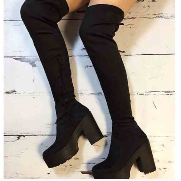 Black over the knee boots. Reposh