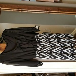 A. BYER Black and White Chevron Dress