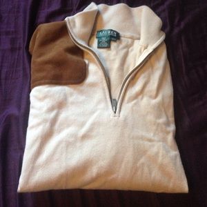 Ralph Lauren half zip sweater elbow patch shoulder