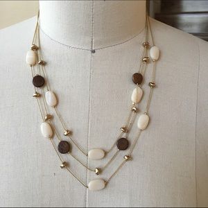 Wood and bead layered necklace