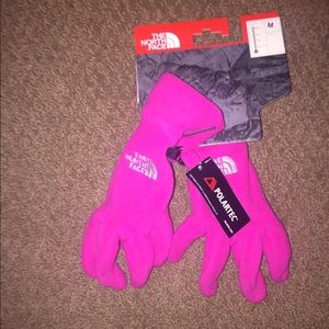 2 pairs of razzle pink north face gloves