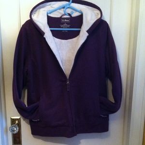 LL Bean fleece lined zip-up hoodie.