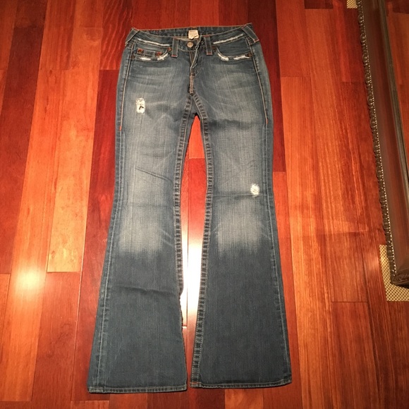 True Religion jeans, size 27, distressed, flare.