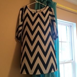 Black and white chevron dress