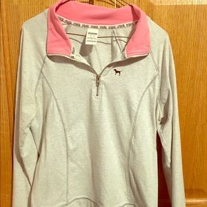 Pick and grey quarter zip light pullover shirt