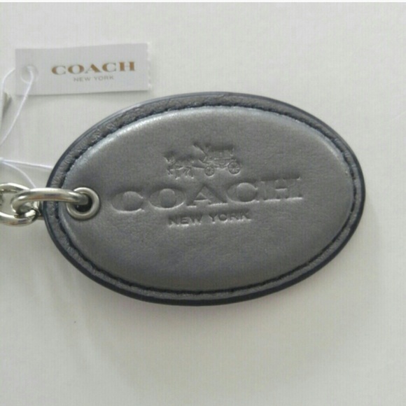 Coach Grey leather keychain w/ Blue Stars on back - Picture 3 of 3