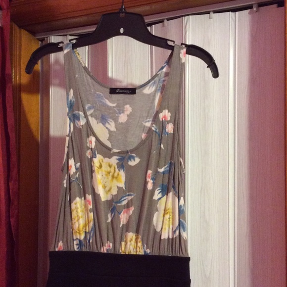 Floral print and black dress