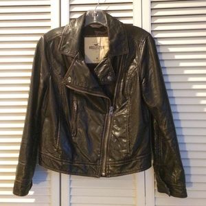 Hollister brown leather jacket size: M