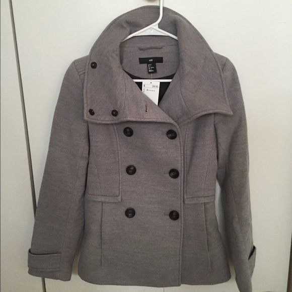 H&M gray double breasted coat