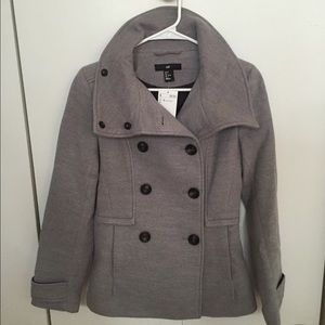 H&M gray double breasted coat