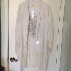 White fringe kimono
