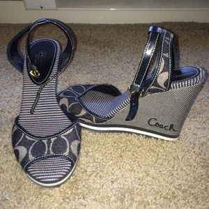 Denim Coach Wedges, Size 9