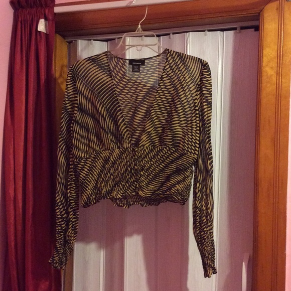 Striped open neck top