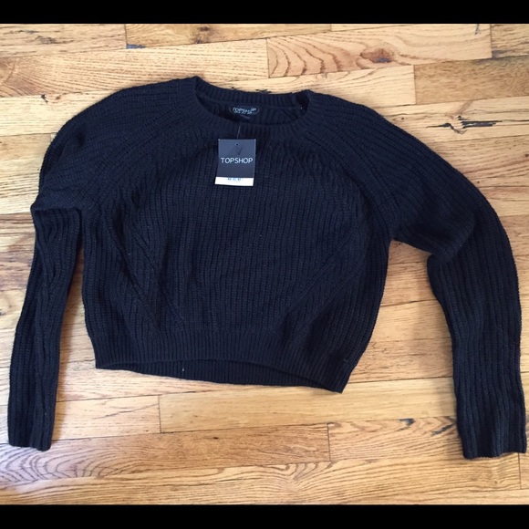 Topshop Black Cropped Sweater