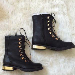 Gold detail combat boots
