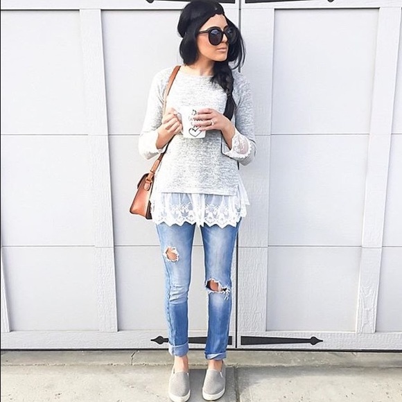 Grey Sweater W/ Lace