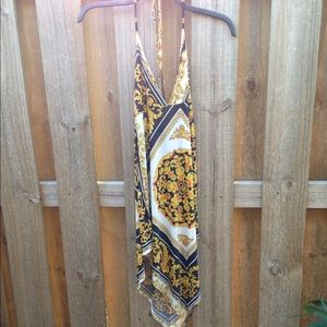 Gold & Black Halter Dress