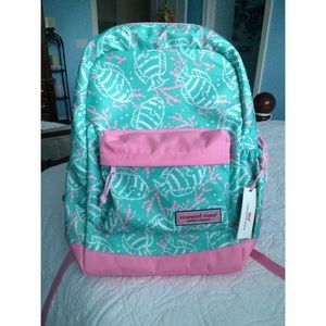 NWT: Vineyard Vines Teal & Pink Fish Backpack