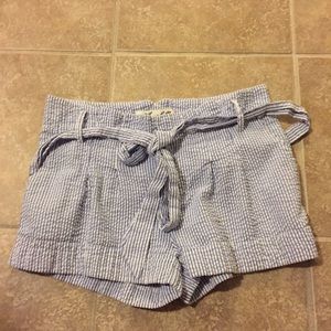 blue and white seersucker shorts